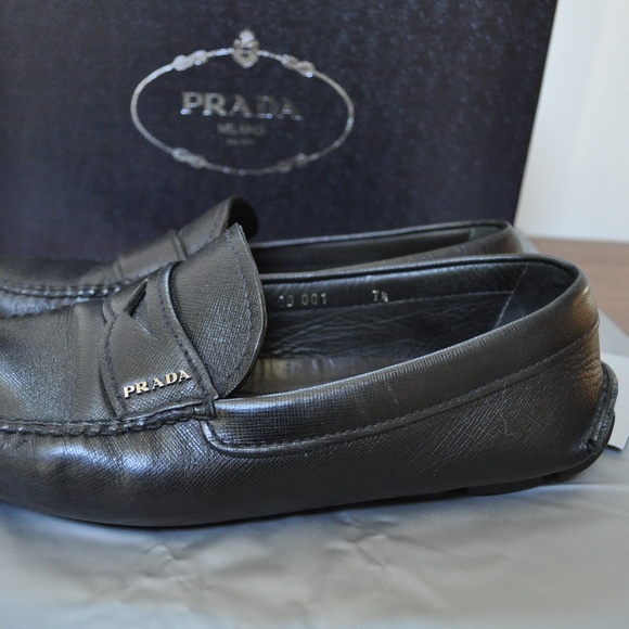 Prada Driving Loafers. Black Calfskin Leather